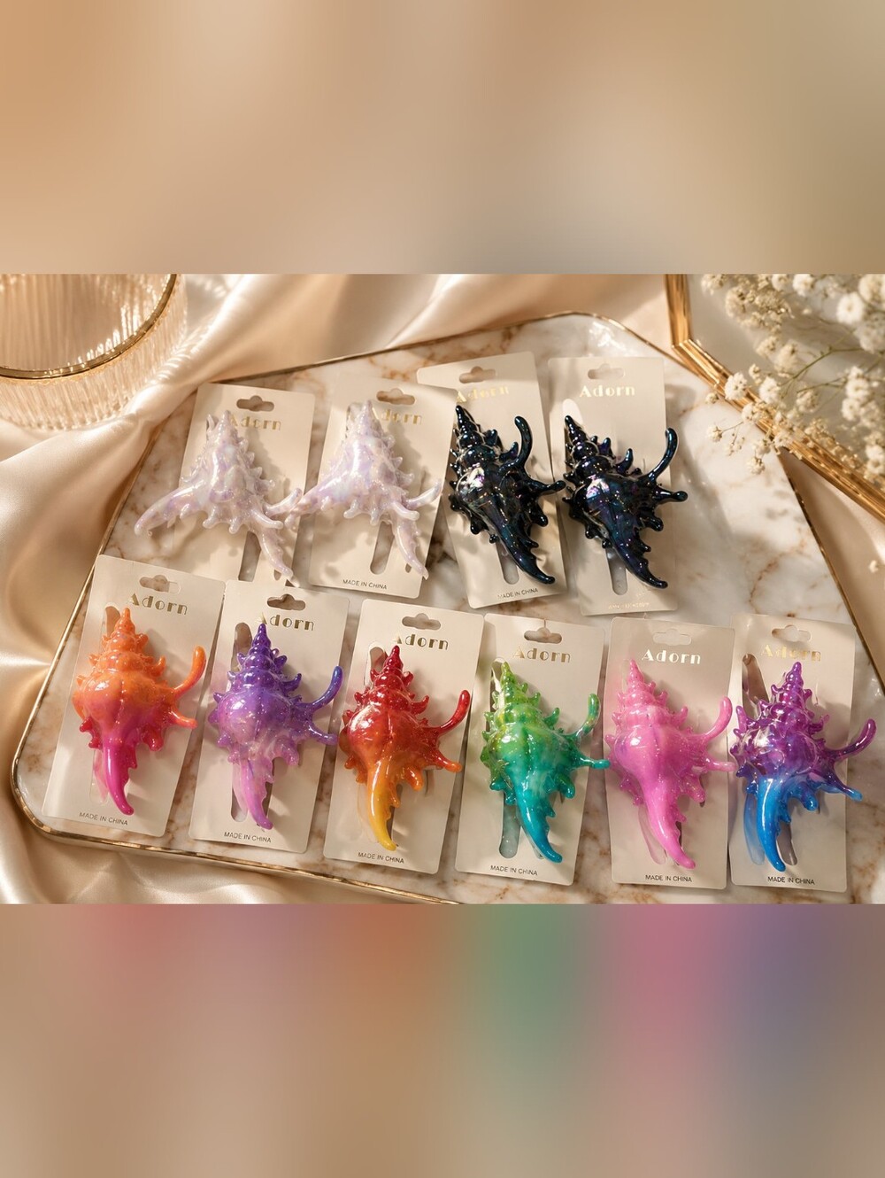 🌊 Iridescent Seashell Hair Claw Clips #2 🌊